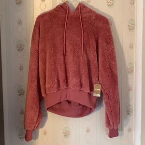 Faux shearling hoodie